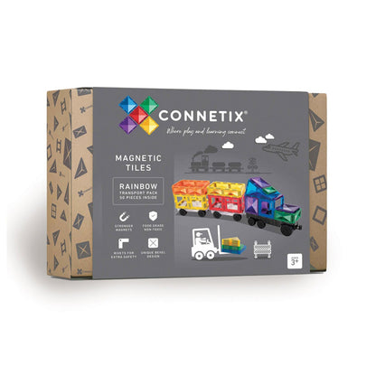 Connetix Magnetic Building Set, Transport Pack, 50 Pieces - Rainbow