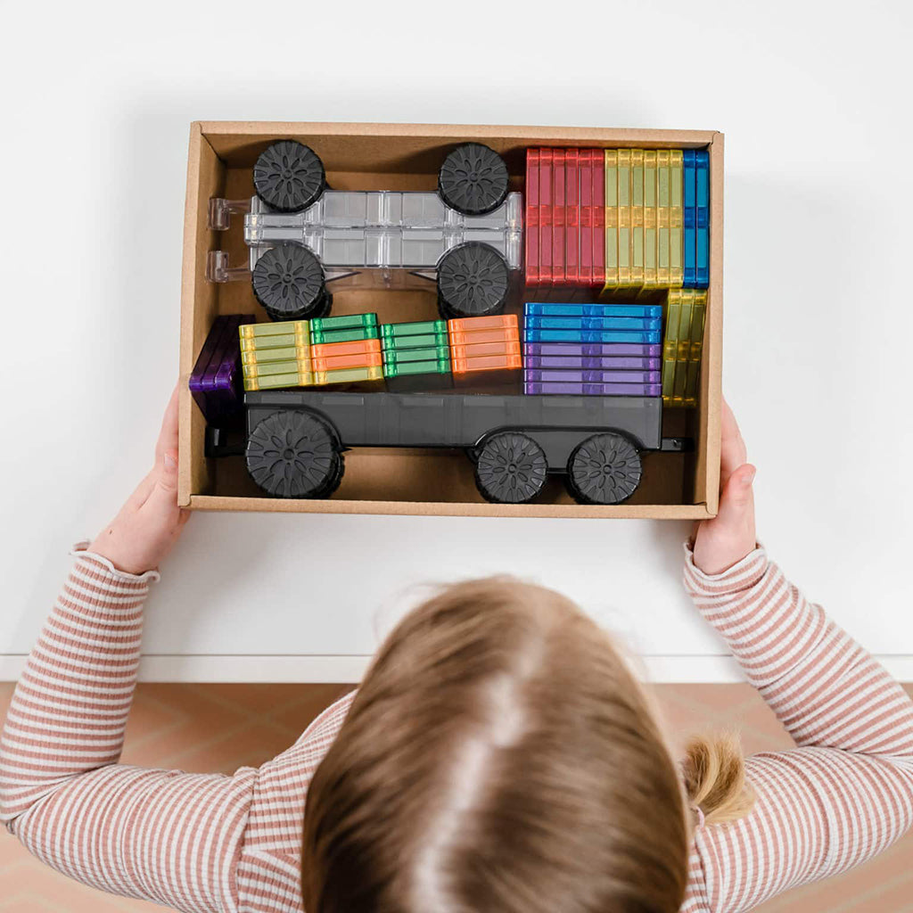 Connetix Magnetic Building Set, Transport Pack, 50 Pieces - Rainbow