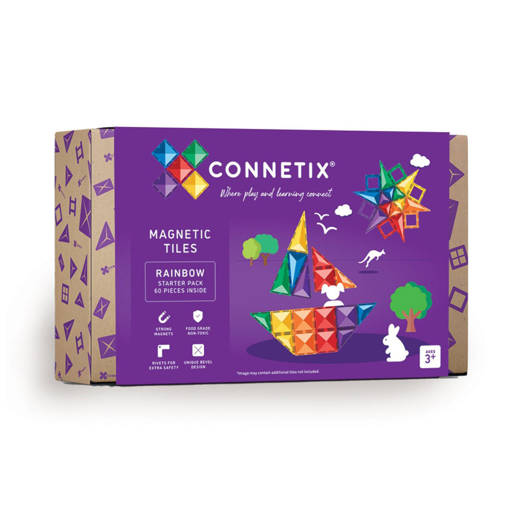 Connetix Magnetic Building Set, Starter Pack, 60 Pieces - Rainbow