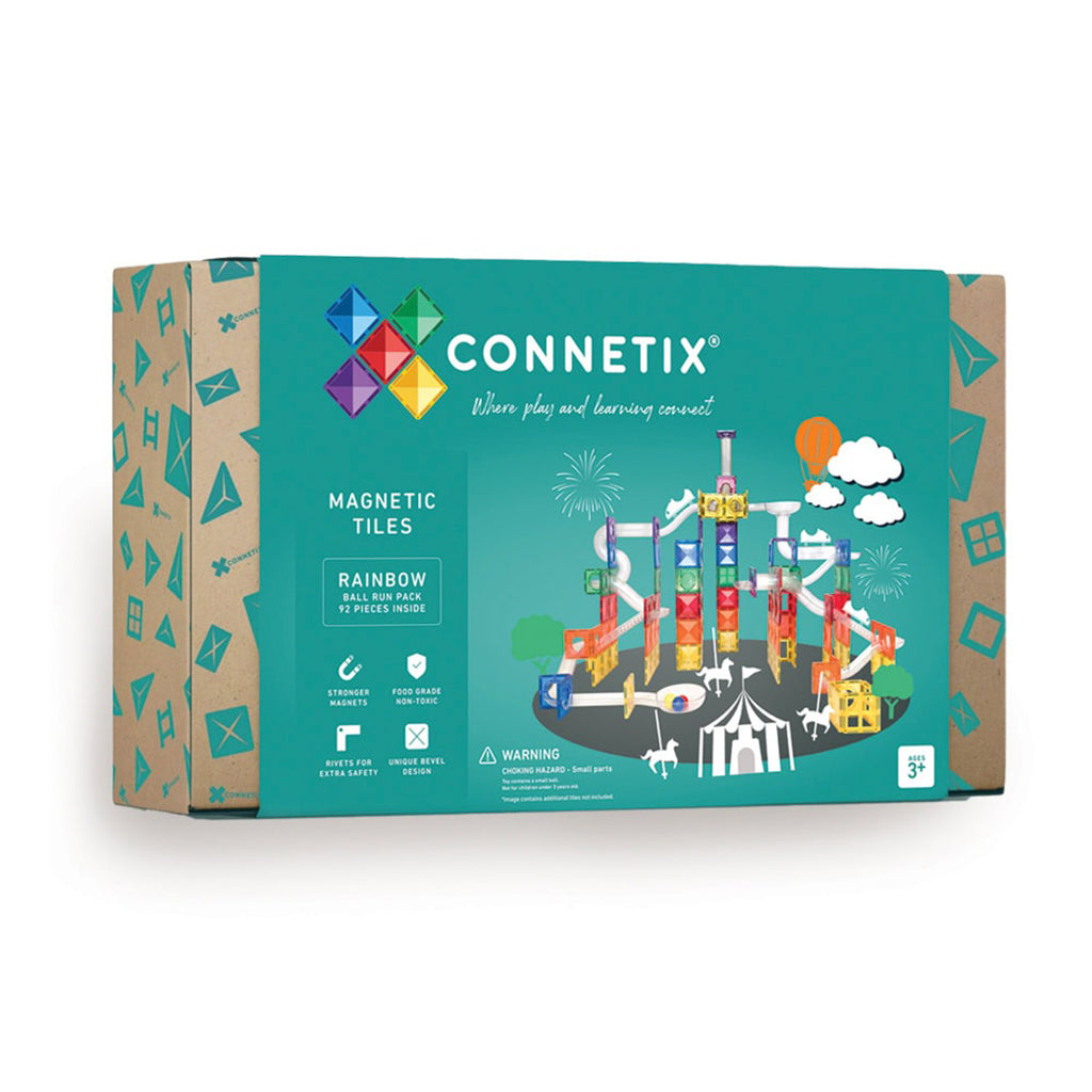 Connetix Magnetic Building Set, Ball Run, 92 Pieces - Rainbow