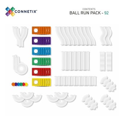 Connetix Magnetic Building Set, Ball Run, 92 Pieces - Rainbow