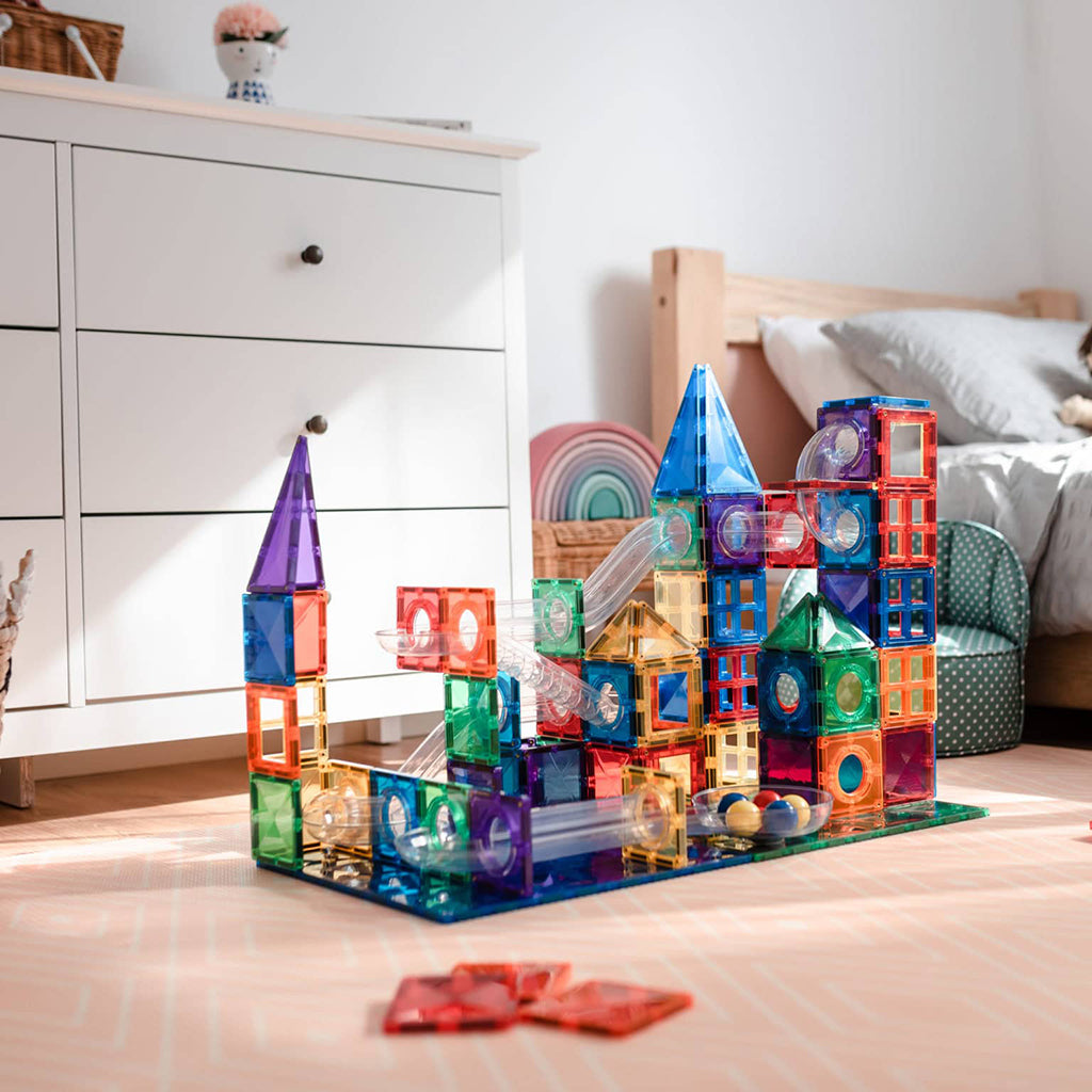 Connetix Magnetic Building Set, Ball Run, 92 Pieces - Rainbow