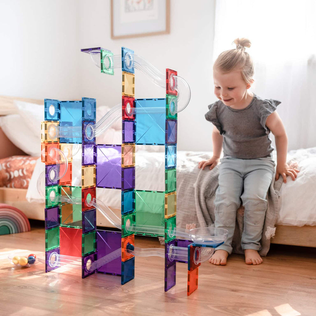 Connetix Magnetic Building Set, Ball Run, 92 Pieces - Rainbow