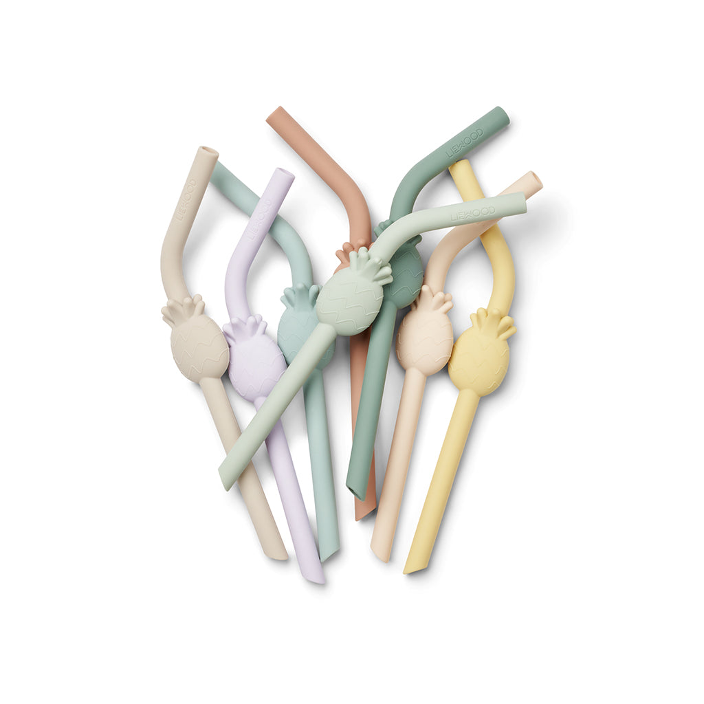 Liewood Carlson Silicone Straws, 8-Pack - Pale Tuscany Multi Mix