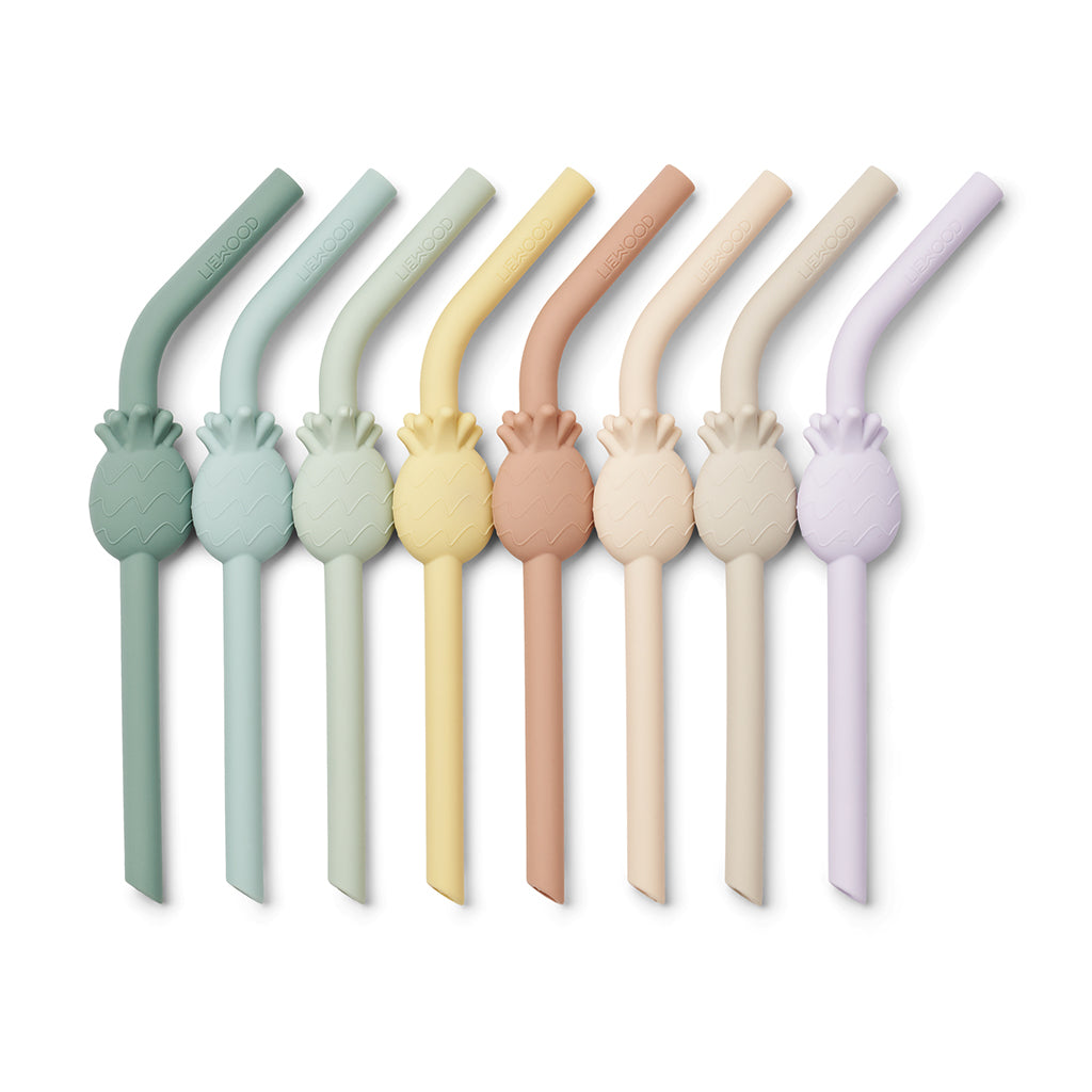 Liewood Carlson Silicone Straws, 8-Pack - Pale Tuscany Multi Mix