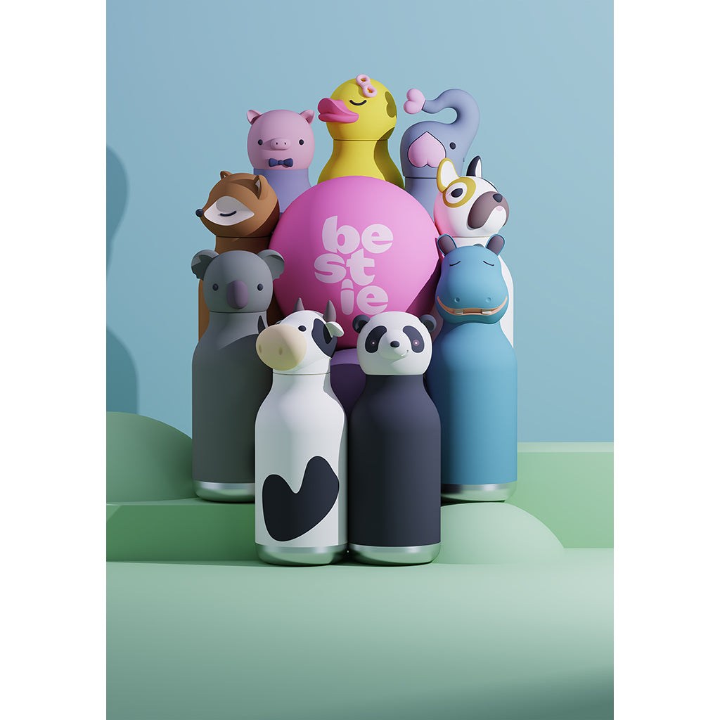 Asobu Bestie Animal Thermo Water Bottle, 460 ml - Reindeer