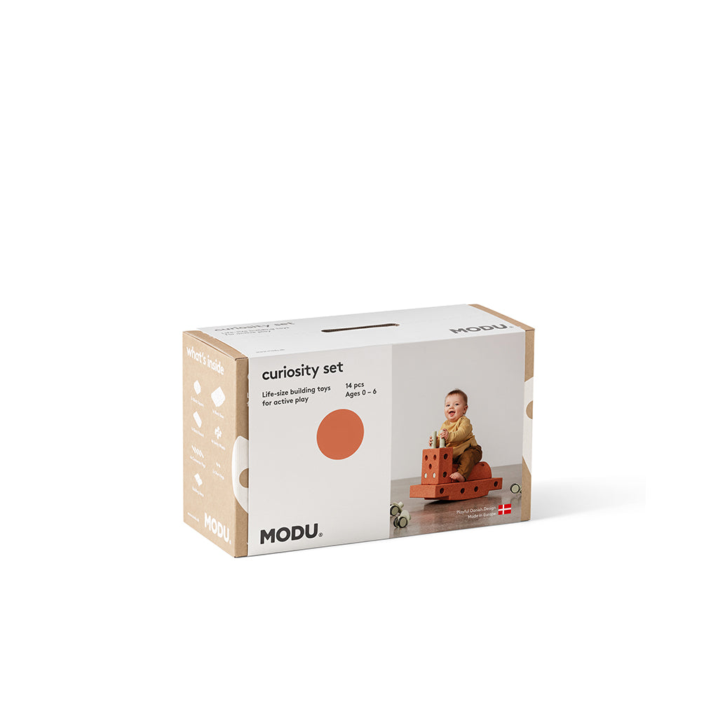 Modu Foam Building Toy, Curiosity Set, 14 Pieces - Burnt Orange/ Dusty Green