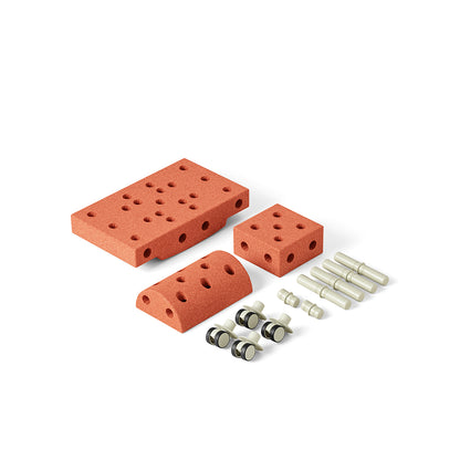 Modu Foam Building Toy, Curiosity Set, 14 Pieces - Burnt Orange/ Dusty Green
