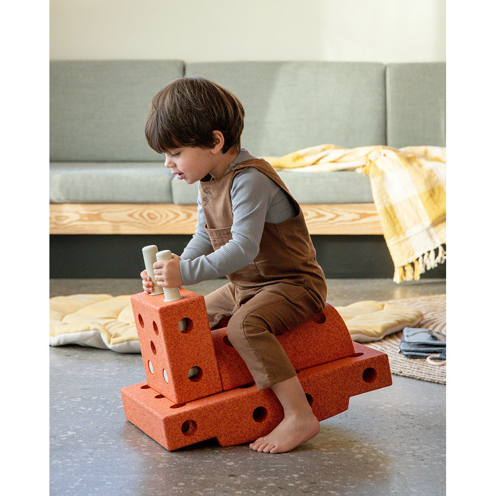 Modu Foam Building Toy, Curiosity Set, 14 Pieces - Burnt Orange/ Dusty Green