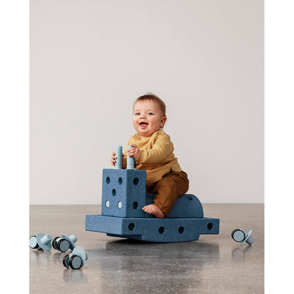 Modu byggelegetøj i skum, Curiosity sæt, 14 dele - Deep Blue / Sky Blue