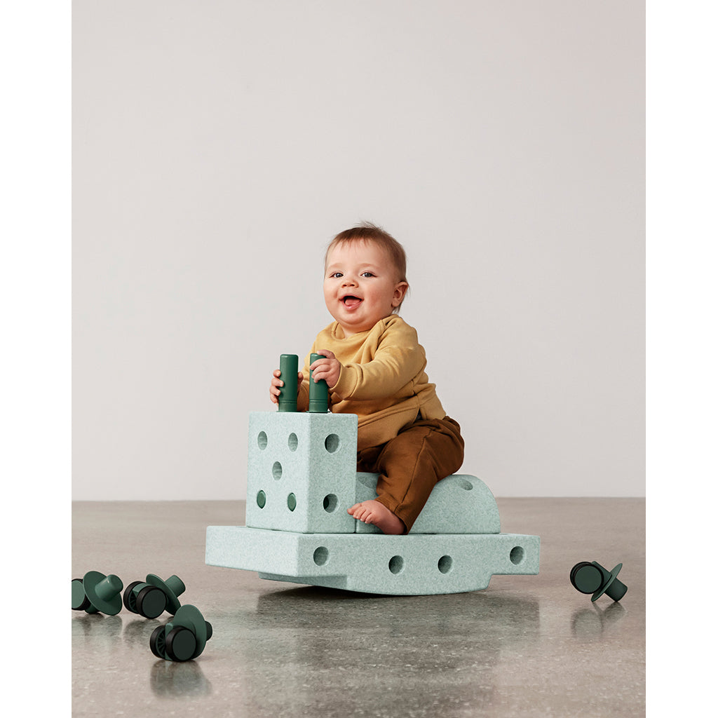 Modu byggelegetøj i skum, Curiosity sæt, 14 dele - Ocean mint/ Forest green 