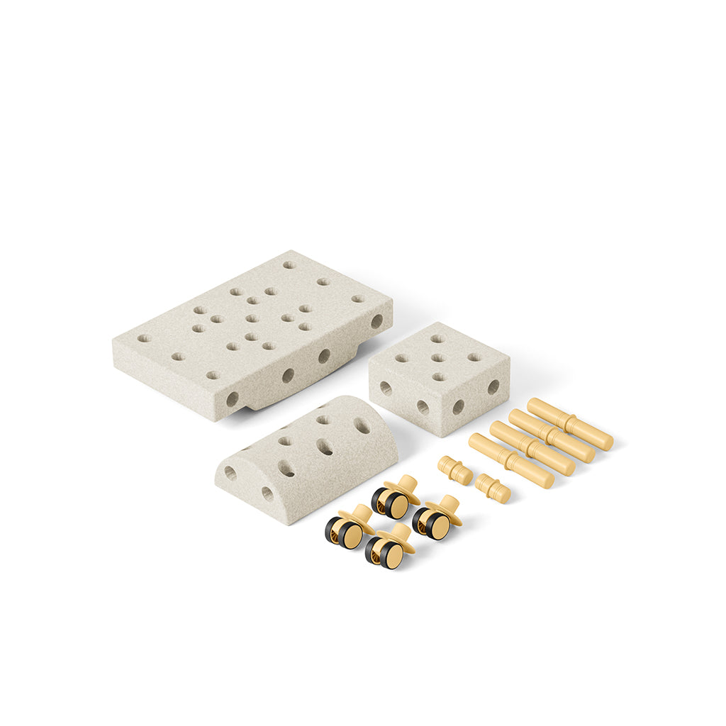 Modu Foam Building Toy, Curiosity Set, 14 Pieces - Sand Grey / Honey Yellow