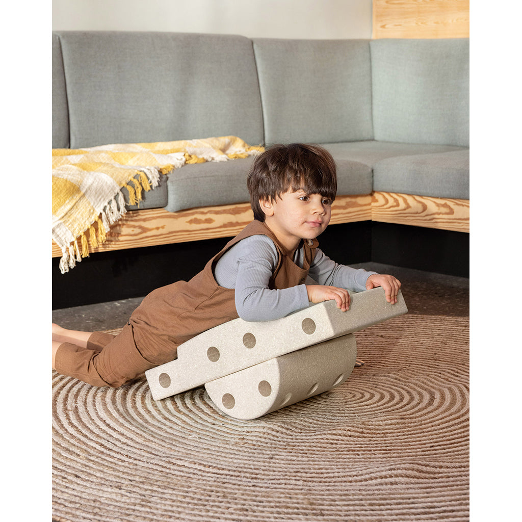 Modu Foam Building Toy, Curiosity Set, 14 Pieces - Sand Grey / Honey Yellow