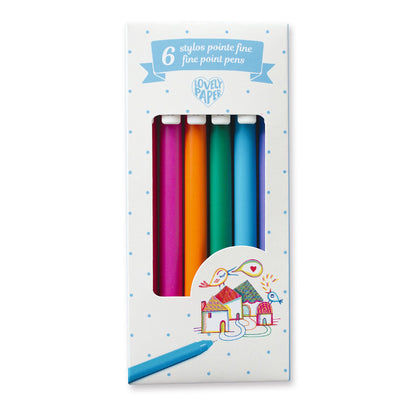 Djeco Lovely Paper, 6 Gel Pens - Fine Tip 0.7