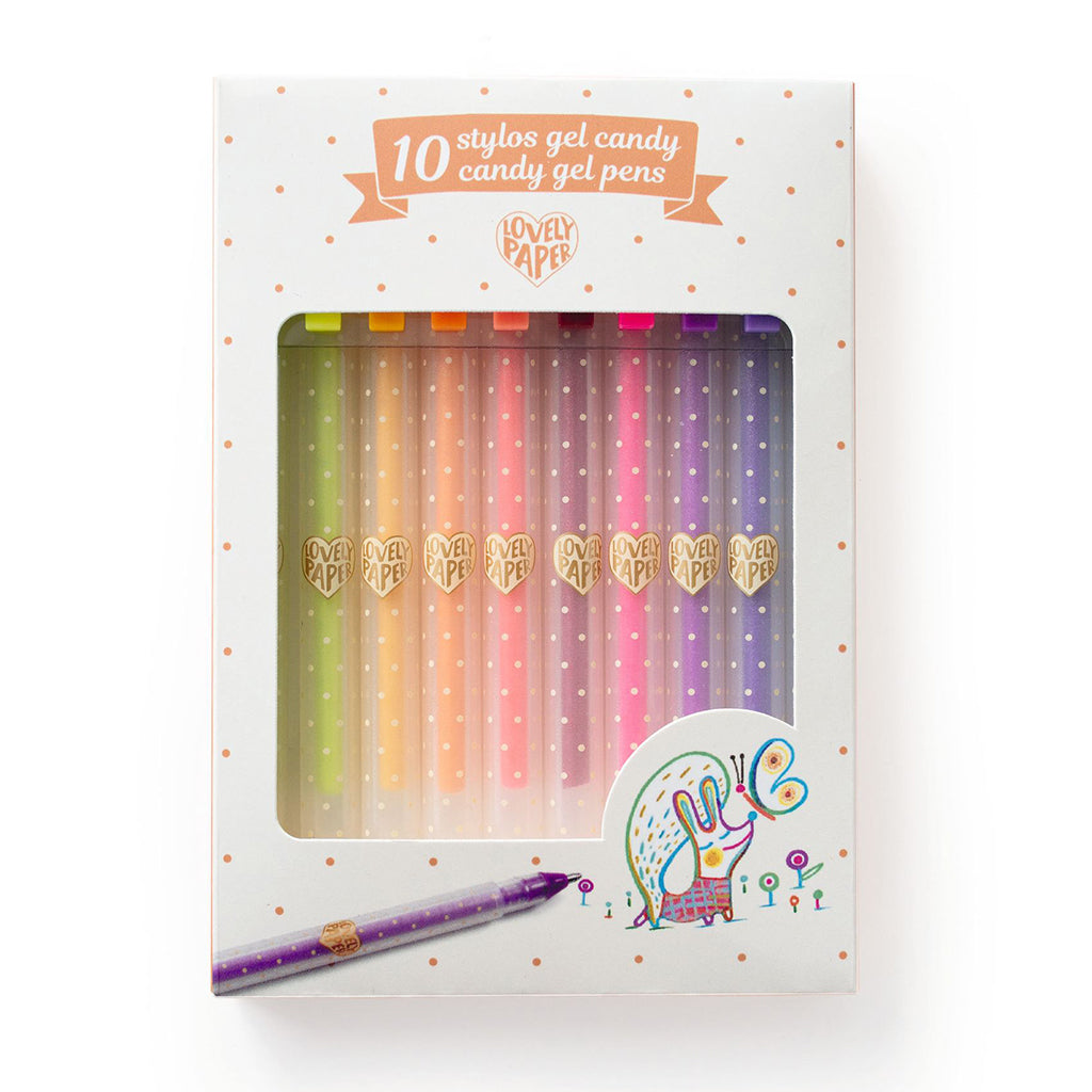 Djeco Lovely Paper, Set of 10 Gel Pens – Candy