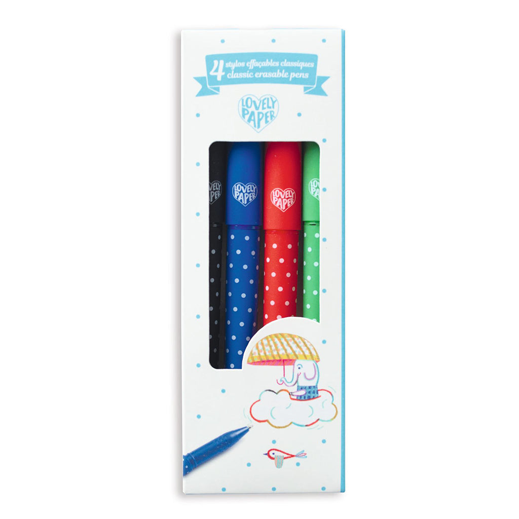 Djeco Lovely Paper, 4 Erasable Ballpoint Pens – Classic