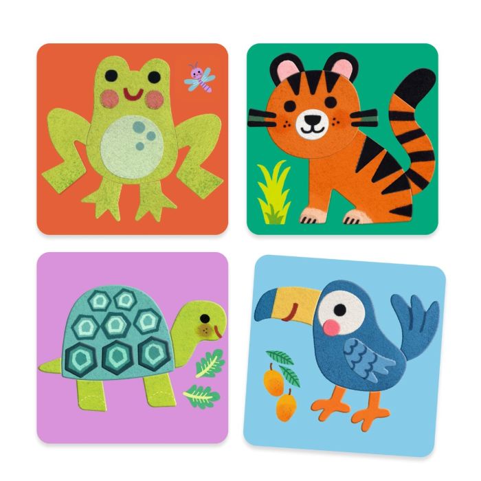 Djeco Felt Collage, Adorable Animals – Perfect for Young Children