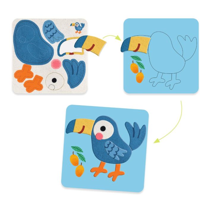 Djeco Felt Collage, Adorable Animals – Perfect for Young Children