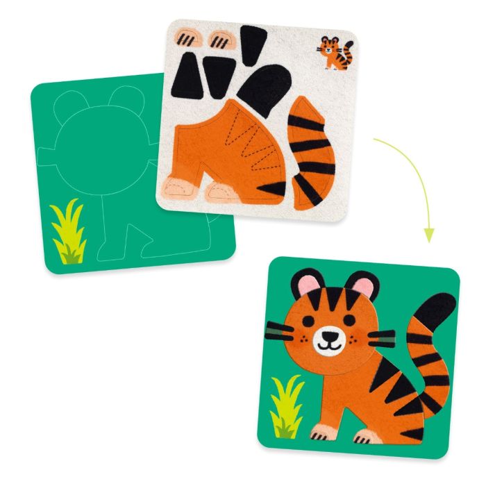 Djeco Felt Collage, Adorable Animals – Perfect for Young Children