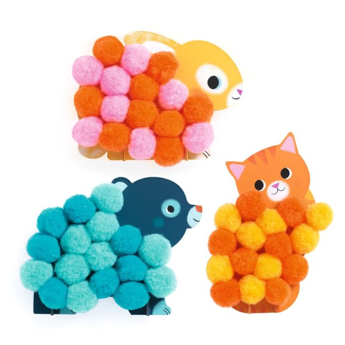 Djeco Collage Kit, Pompoms – Animals
