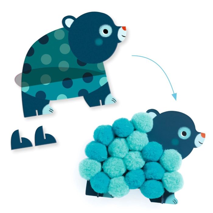 Djeco Collage Kit, Pompoms – Animals