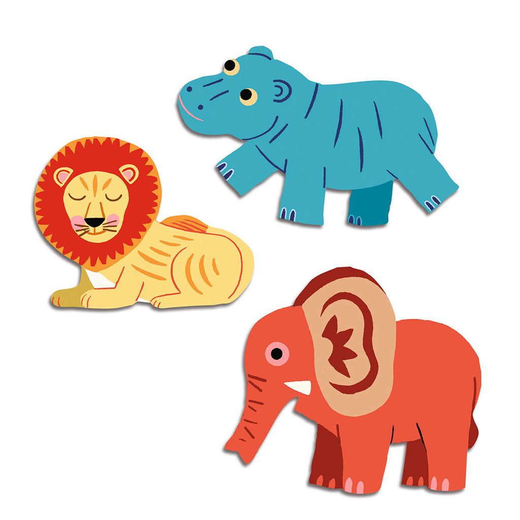 Djeco Stickers, Safari Animals - 62 pcs