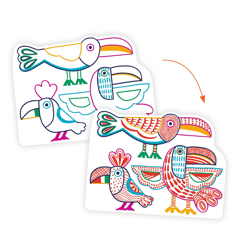 Djeco Coloring Set, Wild Families