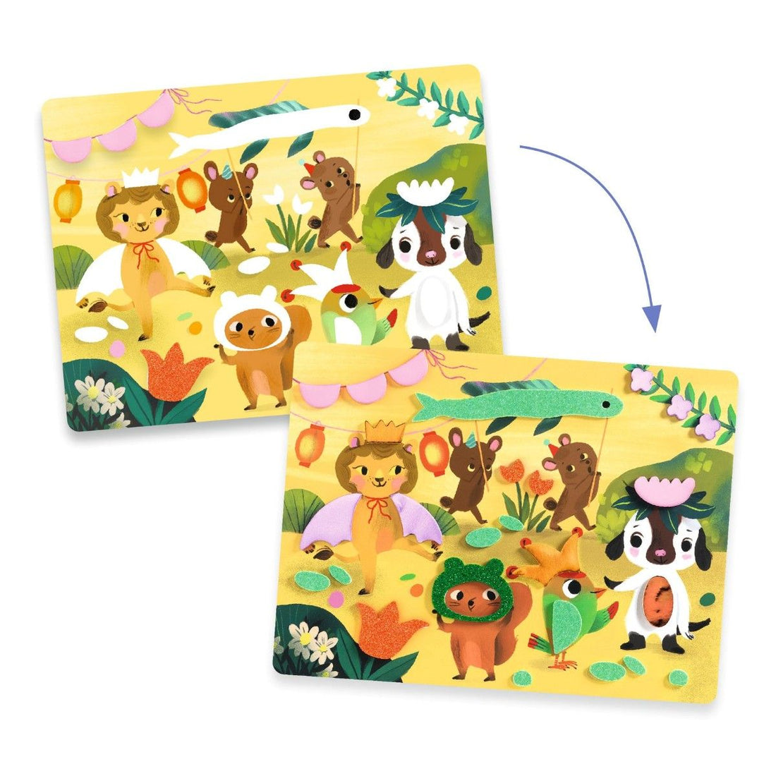 Djeco Creative Collage, Foam Fun - Glitter Parties