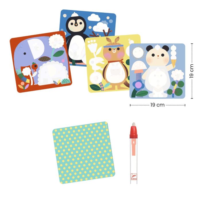 Djeco Water Painting, Peek-a-Boo Animal Babies - From 18 Months