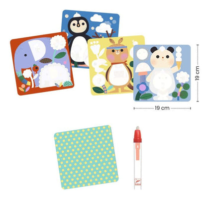 Djeco Water Painting, Peek-a-Boo Animal Babies - From 18 Months