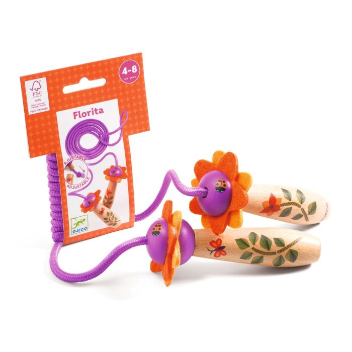 Djeco Jump Rope, Florita – Adjustable Length