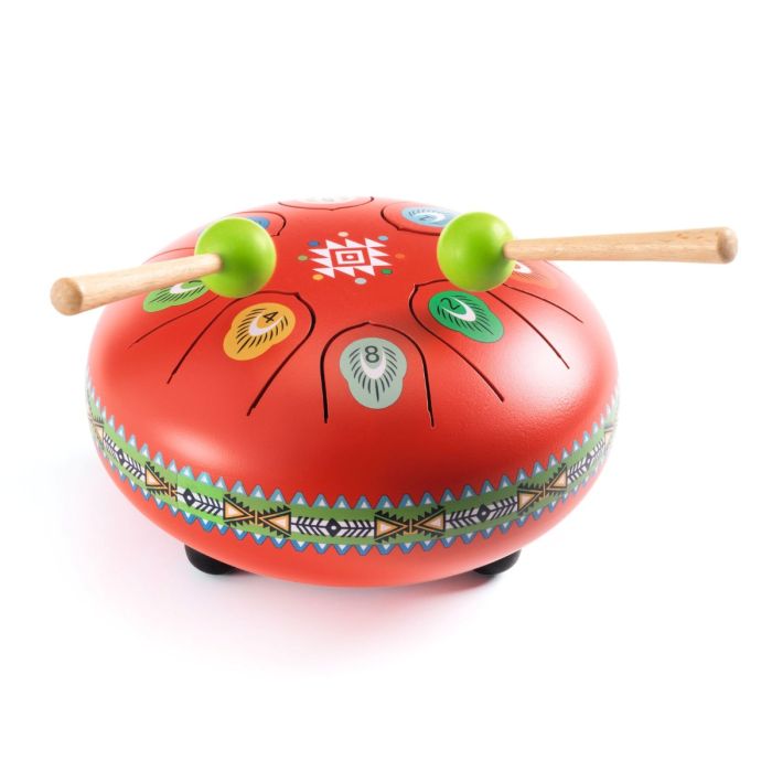 Djeco Metal Drum, 8 Tones - Red