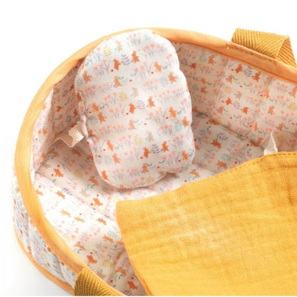 Djeco Pomea Mini Doll, Sasha in Carrycot