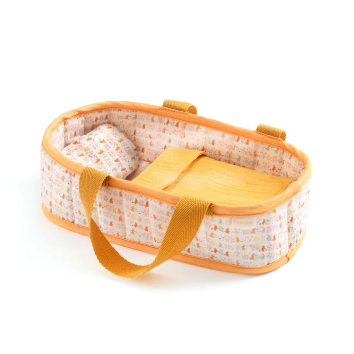 Djeco Pomea Mini Doll, Sasha in Carrycot