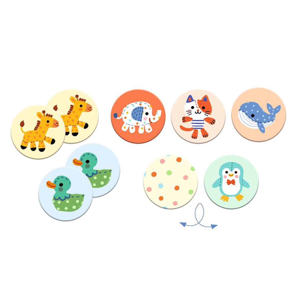 Djeco Educational Game, Memo – Soft Toys