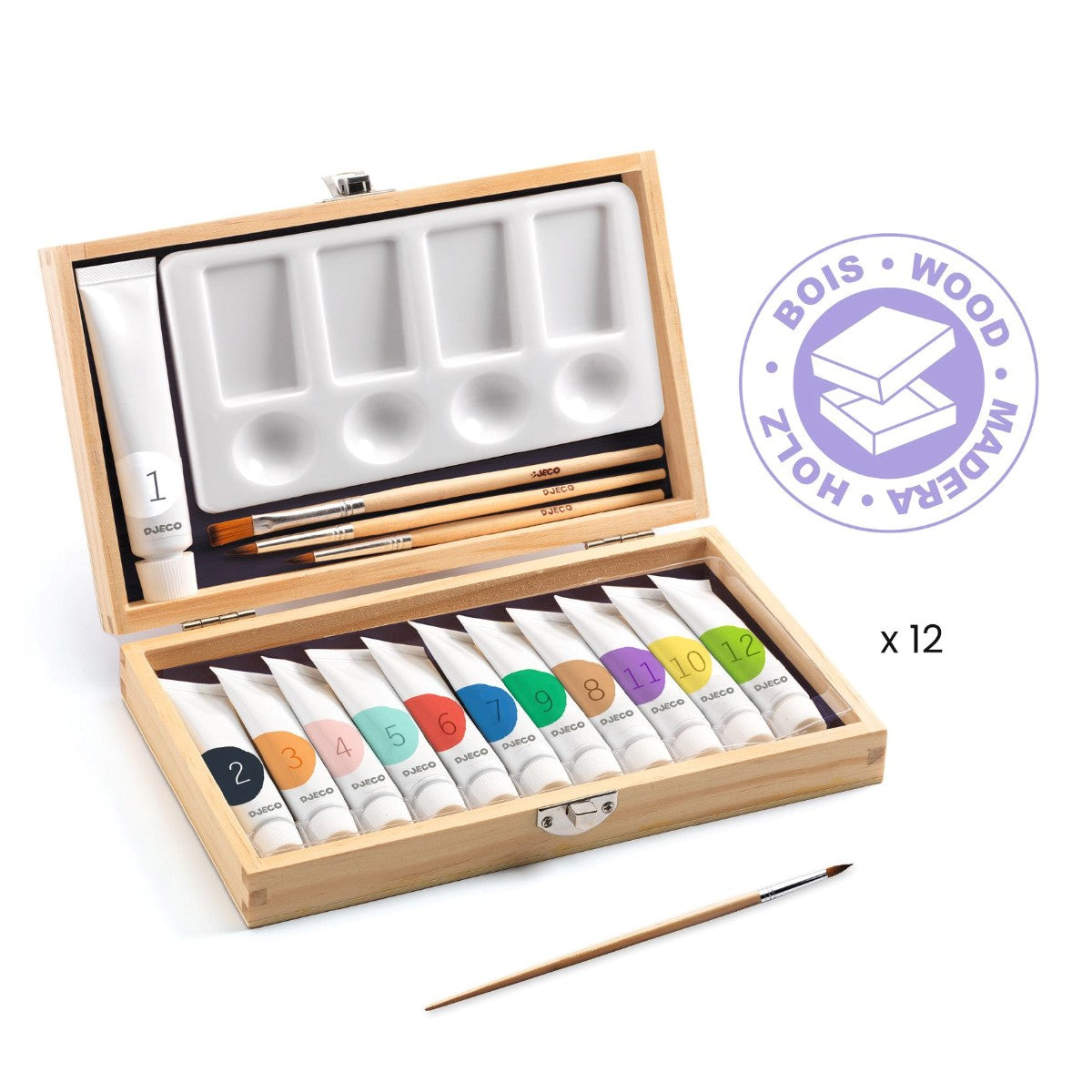 Djeco Kunstner Box, 12 Gouaches farver DJ08908