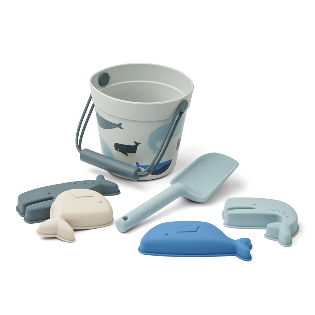 Liewood Sand Toys, Dante - Whales Cloud Blue