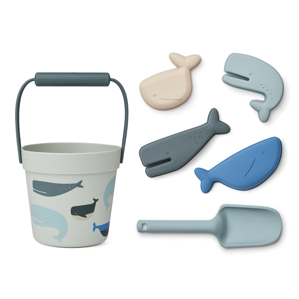 Liewood Sand Toys, Dante - Whales Cloud Blue