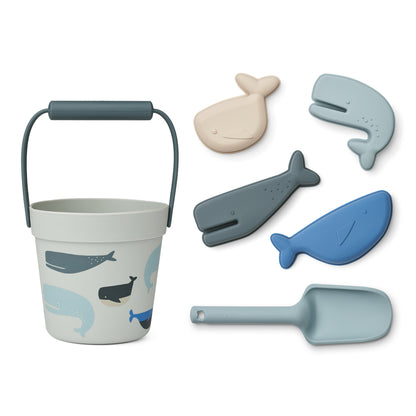 Liewood Sand Toys, Dante - Whales Cloud Blue