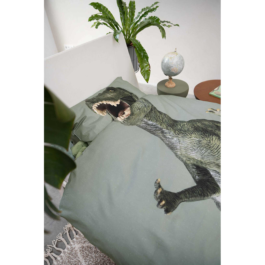 Snurk Organic Adult Bed Linen - Dino Green