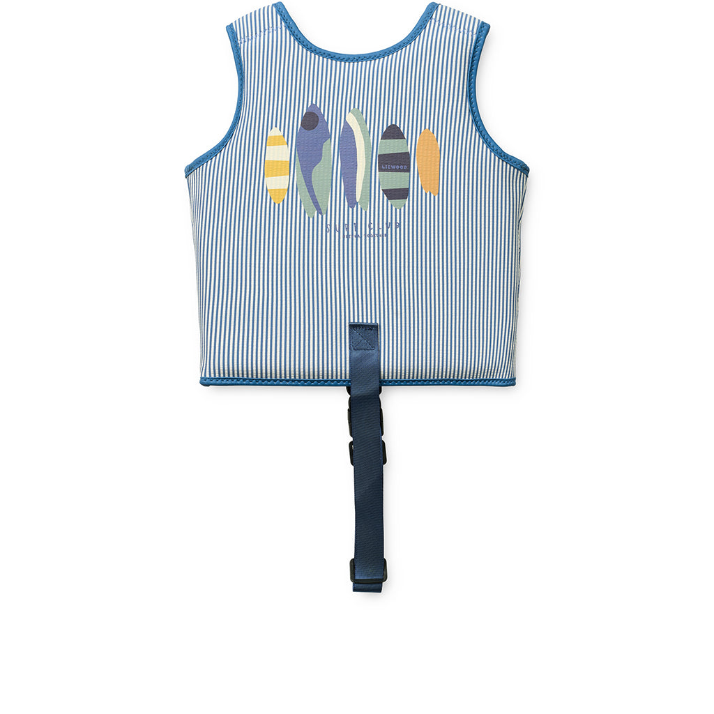 Liewood Dove Swim Vest in Seersucker, Stripe Riverside/Creme de la Creme - Multiple Sizes