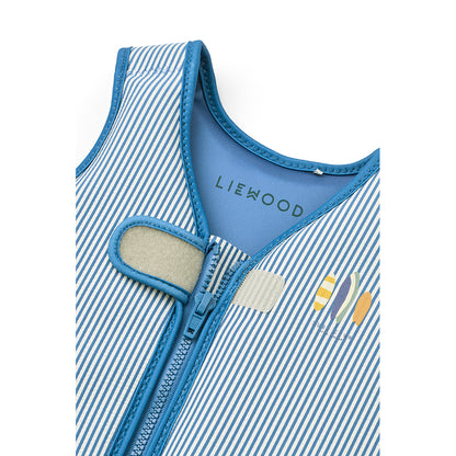 Liewood Dove Swim Vest in Seersucker, Stripe Riverside/Creme de la Creme - Multiple Sizes