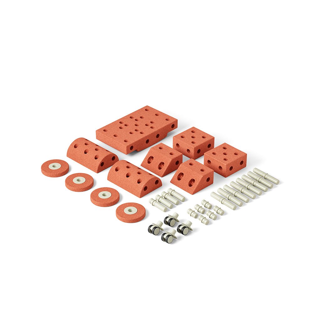 Modu Foam Building Toy, Dreamer Set, 34 Pieces - Burnt Orange / Dusty Green