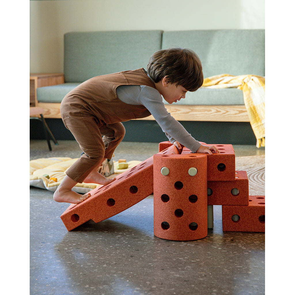 Modu Foam Building Toy, Dreamer Set, 34 Pieces - Burnt Orange / Dusty Green
