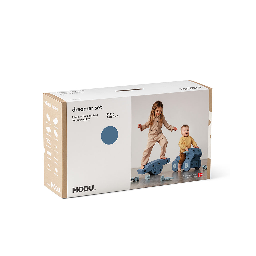 Modu Building Toy in Foam, Dreamer Set, 34 Pieces - Deep Blue/Sky Blue