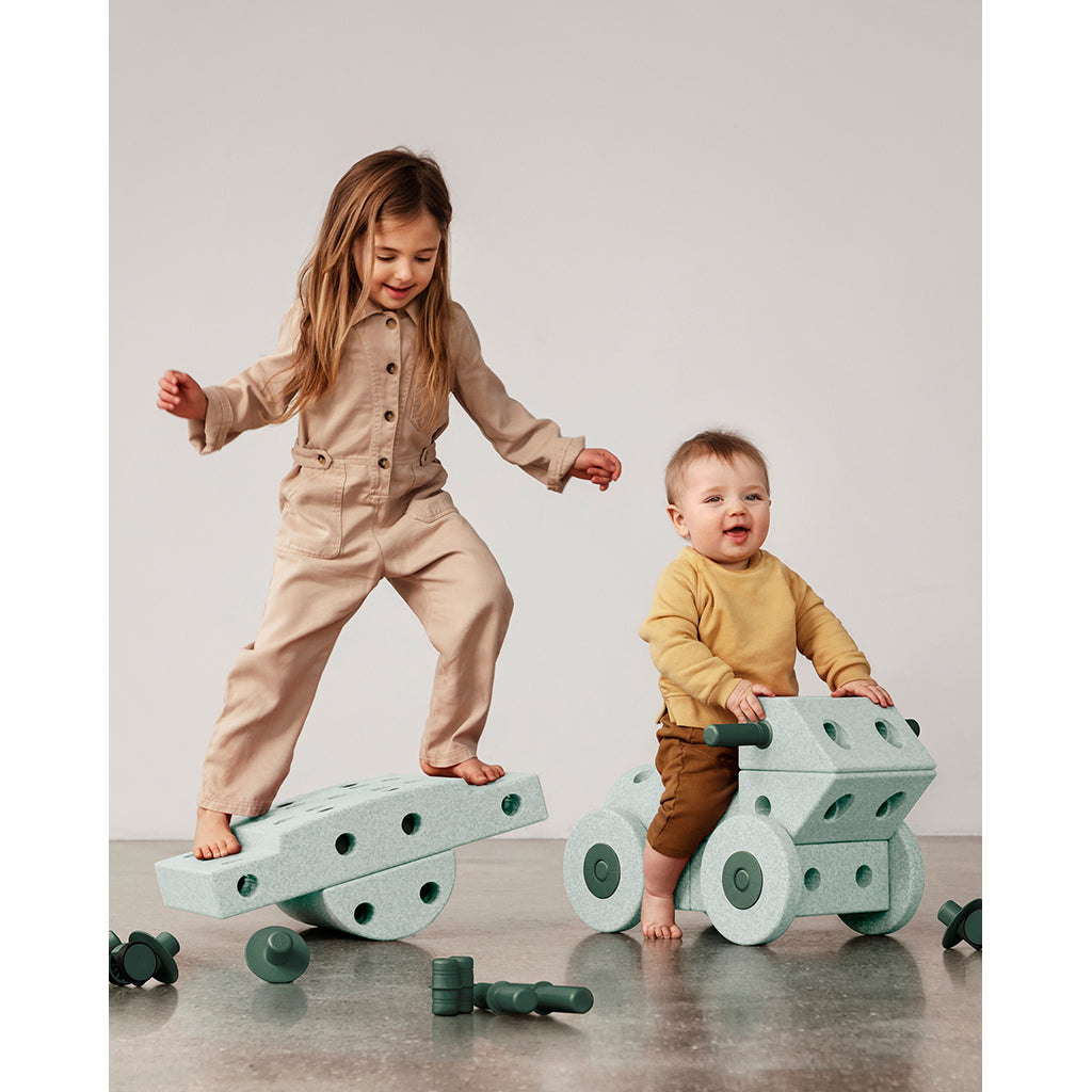 Modu Foam Building Toy, Dreamer Set, 34 Pieces - Ocean Mint/Forest Green