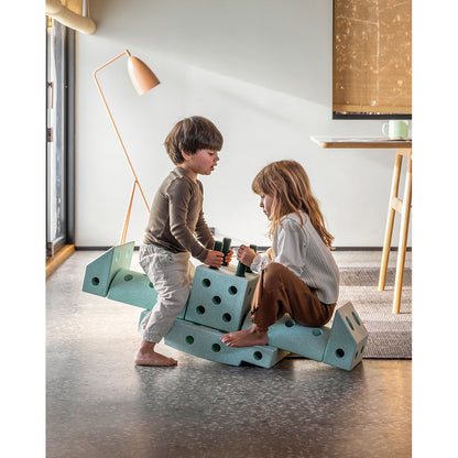 Modu Foam Building Toy, Dreamer Set, 34 Pieces - Ocean Mint/Forest Green