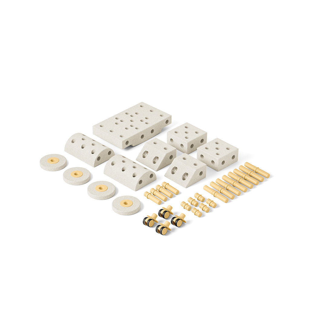 Modu Foam Building Toys, Dreamer Set, 34 Pieces - Sand Grey / Honey Yellow