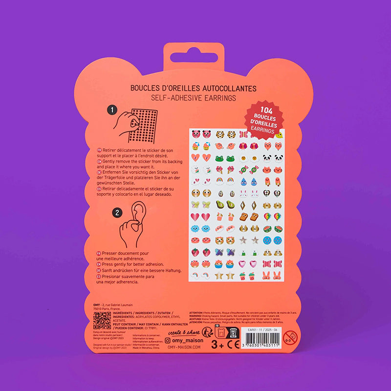 OMY Earring Stickers, Kawaii - 104 pcs.