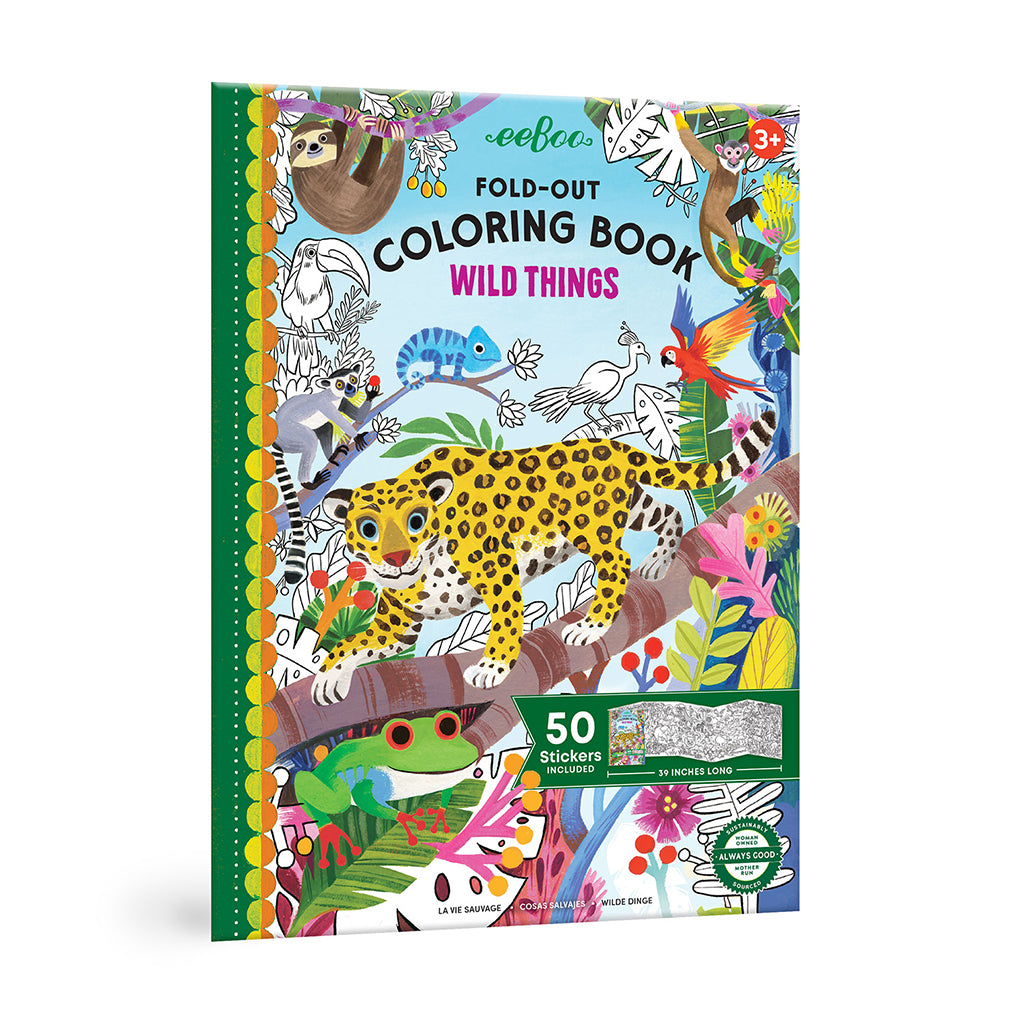 eeBoo Fold-Out Coloring Book, Wild Animals